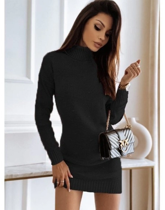 Kadın Uzun Kollu Balıkçı Yaka Triko Mini Boy Elbise