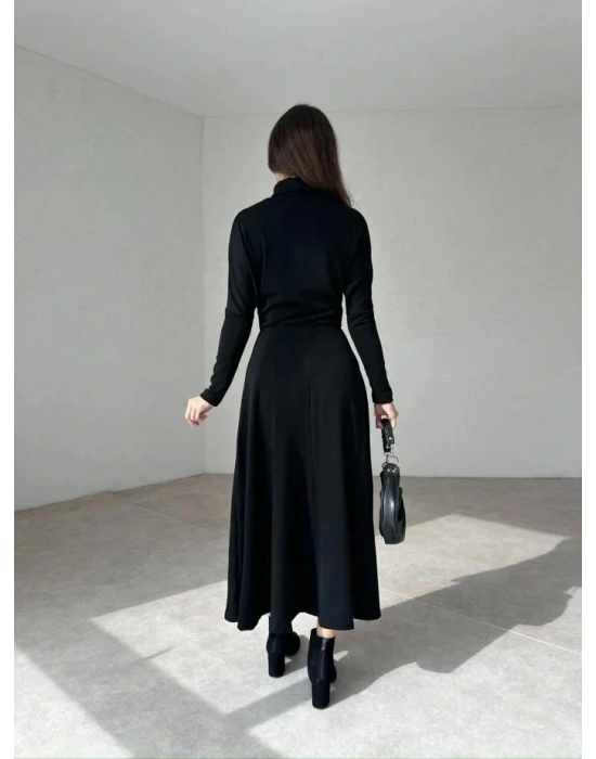 Kadın Uzun Kollu Balıkçı Yaka Uzun Akrilik Elbise