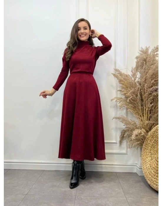 Kadın Uzun Kollu Balıkçı Yaka Uzun Akrilik Elbise