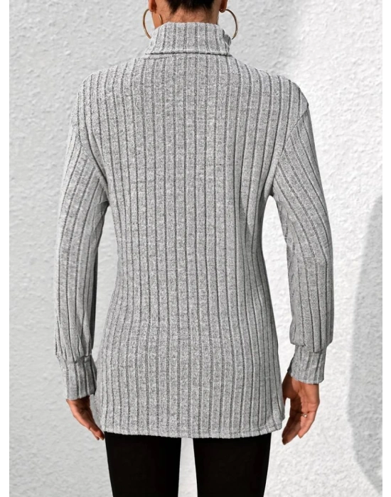 Kadın Uzun Kollu Balıkçı Yaka Yandan Yırtmaçlı şardonlu Kaşkorse Bluz