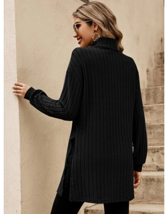 Kadın Uzun Kollu Balıkçı Yakayanlar Yırtmaçlı Kaşkorse Bluz