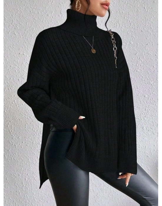 Kadın Uzun Kollu Balıkçı Yakayanlar Yırtmaçlı Kaşkorse Bluz