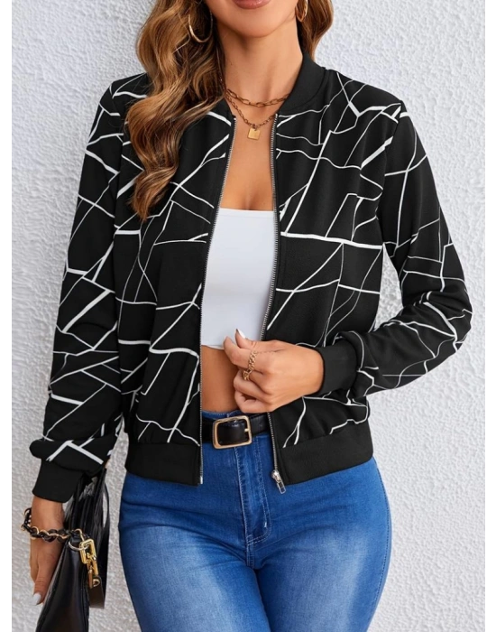 Kadın Uzun Kollu Baskılı Dalgıç Ceket