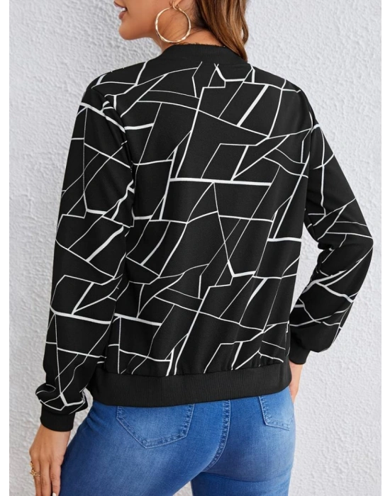 Kadın Uzun Kollu Baskılı Dalgıç Ceket