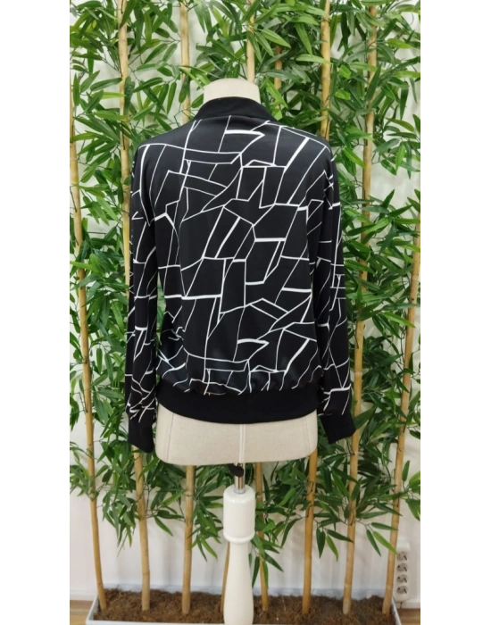 Kadın Uzun Kollu Baskılı Dalgıç Ceket