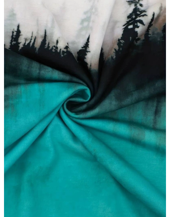 Kadın Uzun Kollu Baskılı şardonlu Dalgıç Bluz