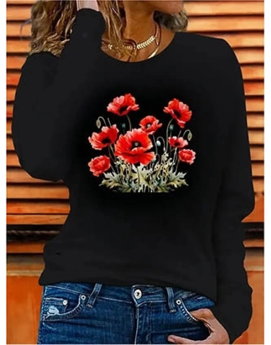 Kadın Uzun Kollu Bisiklet Yaka Baskılı Viskon Bluz