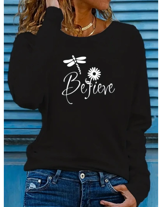 Kadın Uzun Kollu Bisiklet Yaka çiçek Desenli Viskon Bluz