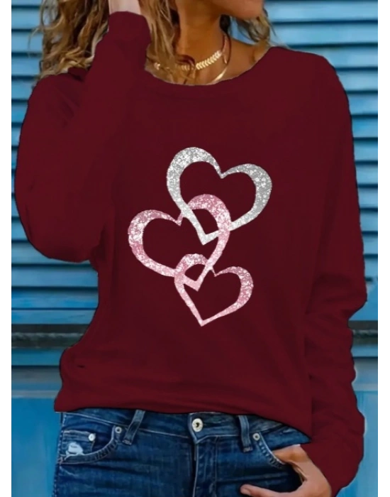 Kadın Uzun Kollu Bisiklet Yaka çiçek Desenli Viskon Bluz