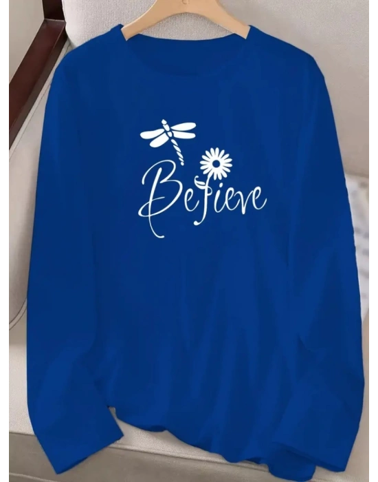 Kadın Uzun Kollu Bisiklet Yaka çiçek Desenli Viskon Bluz