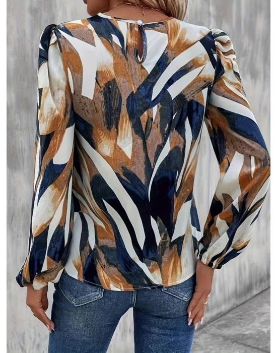 Kadın Uzun Kollu Bisiklet Yaka çok Renkli Sandy Bluz