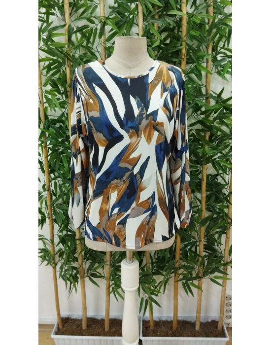 Kadın Uzun Kollu Bisiklet Yaka çok Renkli Sandy Bluz