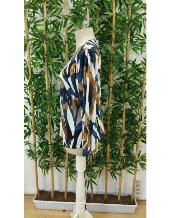 Kadın Uzun Kollu Bisiklet Yaka çok Renkli Sandy Bluz