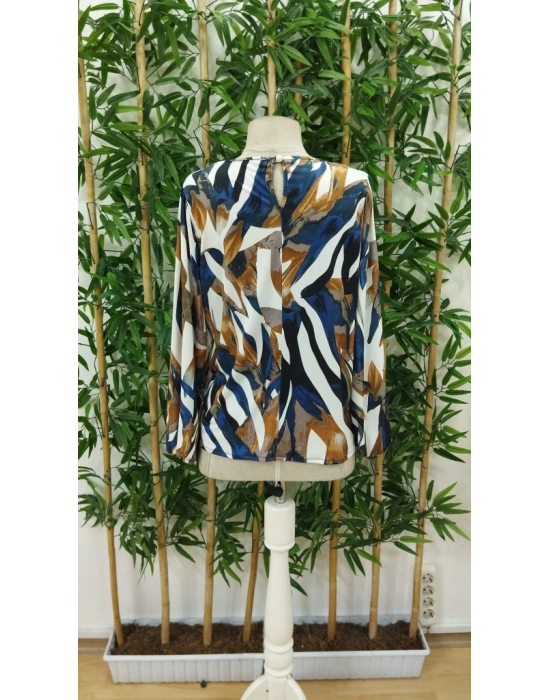 Kadın Uzun Kollu Bisiklet Yaka çok Renkli Sandy Bluz