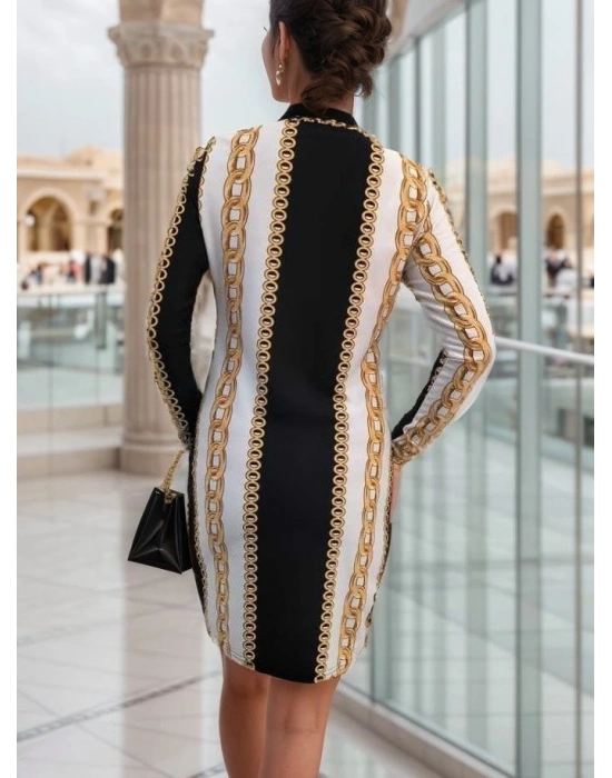 Kadın Uzun Kollu Bisiklet Yaka cuba Midi Boy Elbise