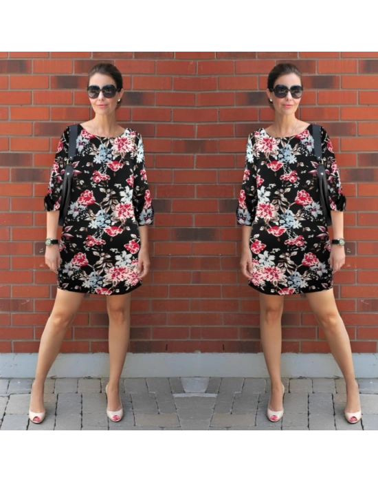 Kadın Uzun Kollu Bisiklet Yaka Dalgıç Mini Boy Elbise