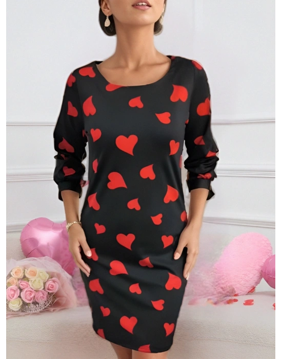 Kadın Uzun Kollu Bisiklet Yaka Dalgıç Mini Boy Elbise