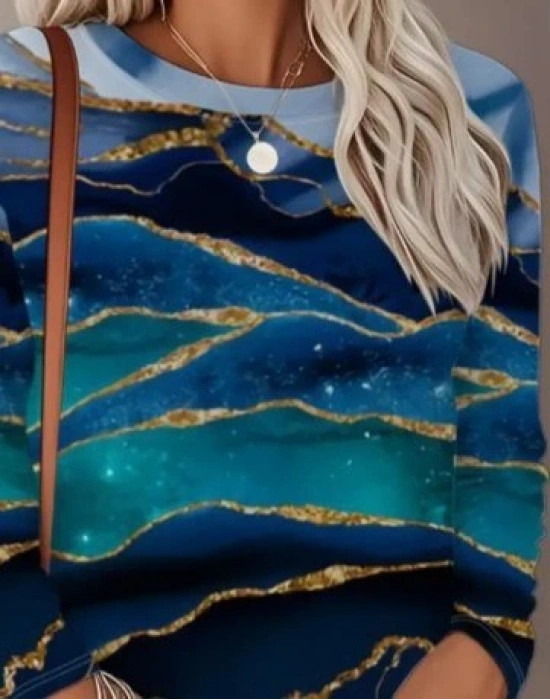 Kadın Uzun Kollu Bisiklet Yaka Desenli Modal Bluz