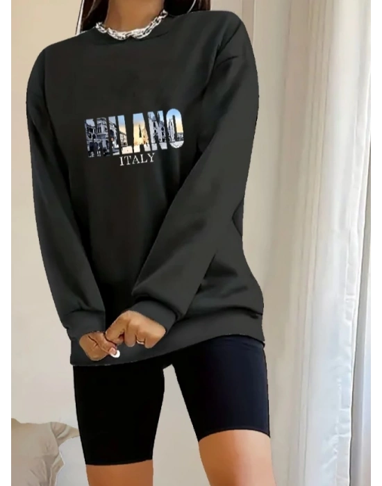 Kadın Uzun Kollu Bisiklet Yaka Desenli Viskon Iki Iplik Bluz