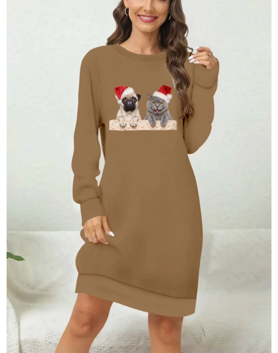 Kadın Uzun Kollu Bisiklet Yaka Desenli Viskon Iki Iplik Bluz