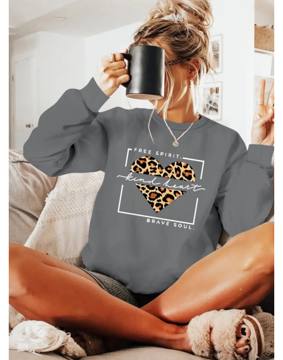 Kadın Uzun Kollu Bisiklet Yaka Desenli Viskon Iki Iplik Bluz