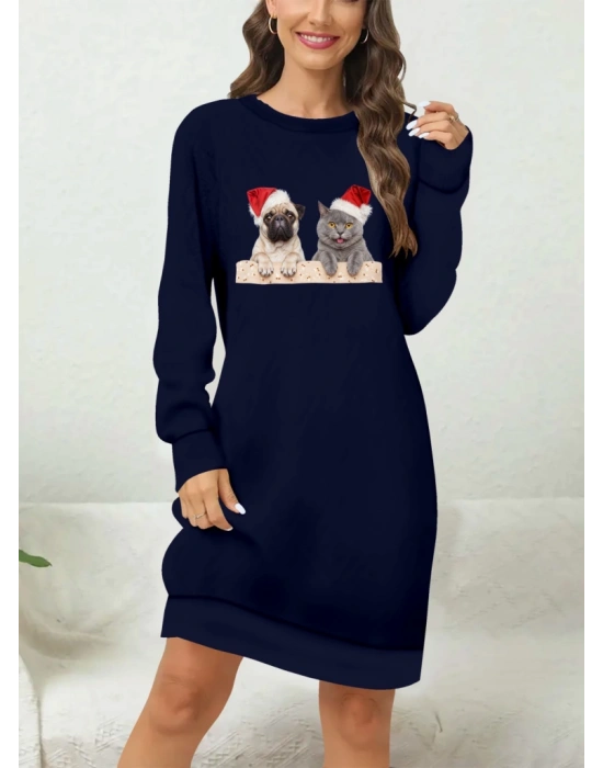 Kadın Uzun Kollu Bisiklet Yaka Desenli Viskon Iki Iplik Bluz