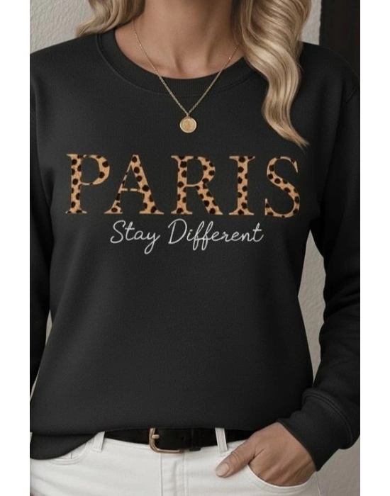 Kadın Uzun Kollu Bisiklet Yaka Desenli Viskon Iki Iplik Bluz