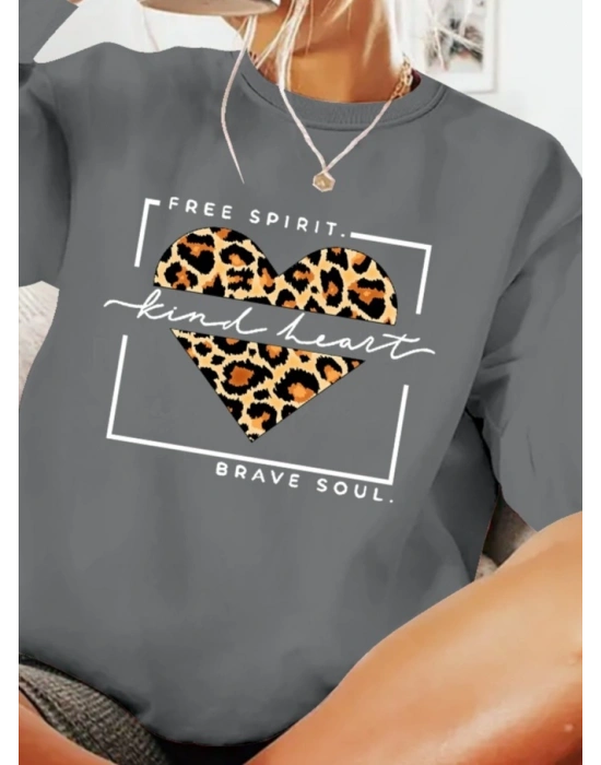 Kadın Uzun Kollu Bisiklet Yaka Desenli Viskon Iki Iplik Bluz