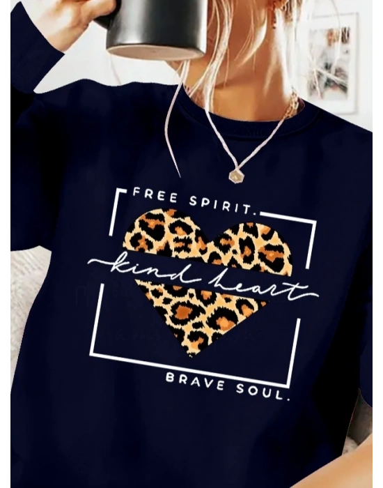 Kadın Uzun Kollu Bisiklet Yaka Desenli Viskon Iki Iplik Bluz