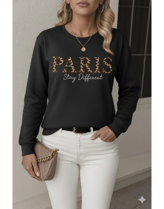 Kadın Uzun Kollu Bisiklet Yaka Desenli Viskon Iki Iplik Bluz