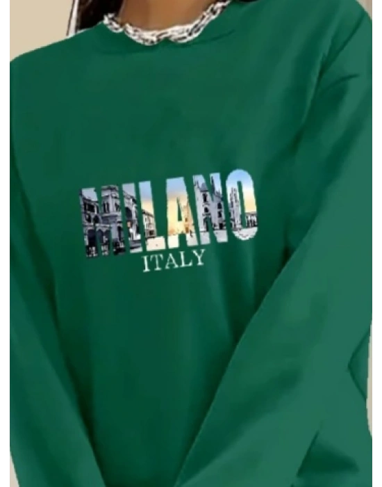 Kadın Uzun Kollu Bisiklet Yaka Desenli Viskon Iki Iplik Bluz