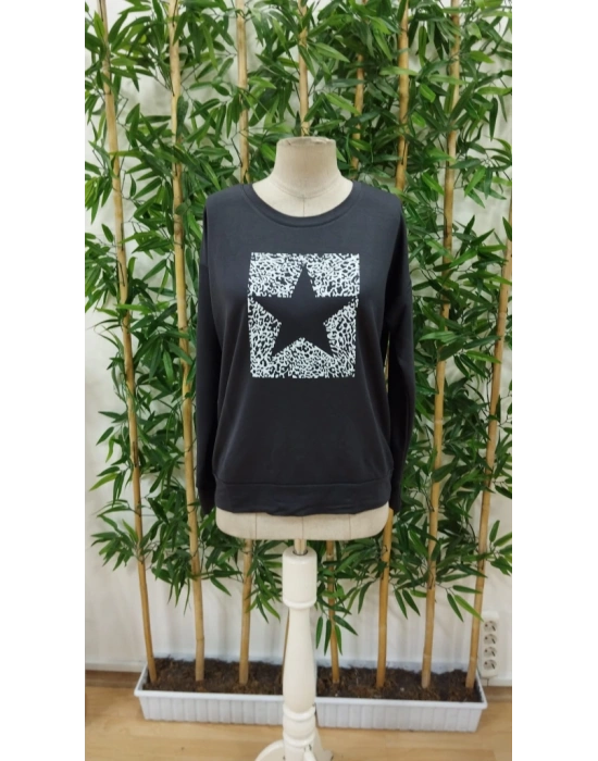 Kadın Uzun Kollu Bisiklet Yaka Desenli Viskon Iki Iplik Bluz