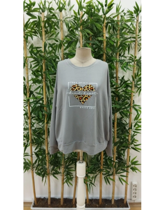 Kadın Uzun Kollu Bisiklet Yaka Desenli Viskon Iki Iplik Bluz