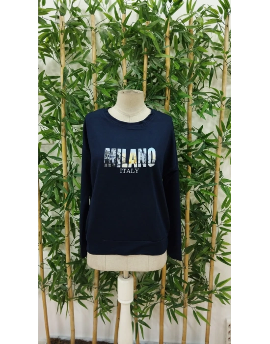 Kadın Uzun Kollu Bisiklet Yaka Desenli Viskon Iki Iplik Bluz