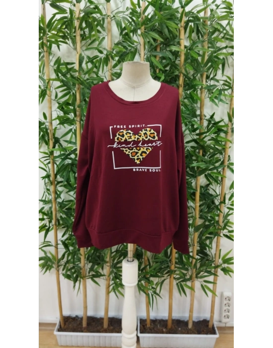 Kadın Uzun Kollu Bisiklet Yaka Desenli Viskon Iki Iplik Bluz