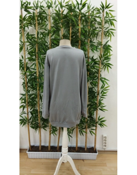 Kadın Uzun Kollu Bisiklet Yaka Desenli Viskon Iki Iplik Bluz