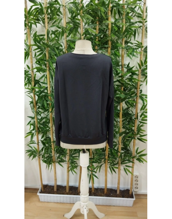 Kadın Uzun Kollu Bisiklet Yaka Desenli Viskon Iki Iplik Bluz