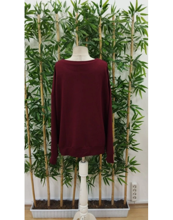 Kadın Uzun Kollu Bisiklet Yaka Desenli Viskon Iki Iplik Bluz