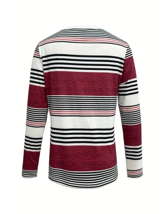 Kadın Uzun Kollu Bisiklet Yaka Düğme Detaylı Desenli Süprem Bluz