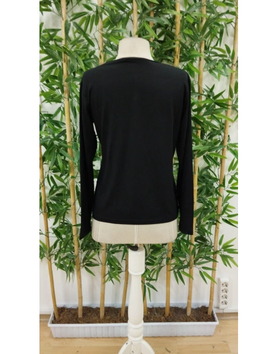 Kadın Uzun Kollu Bisiklet Yaka Gülümseyen Surat Desenli Viskon Bluz