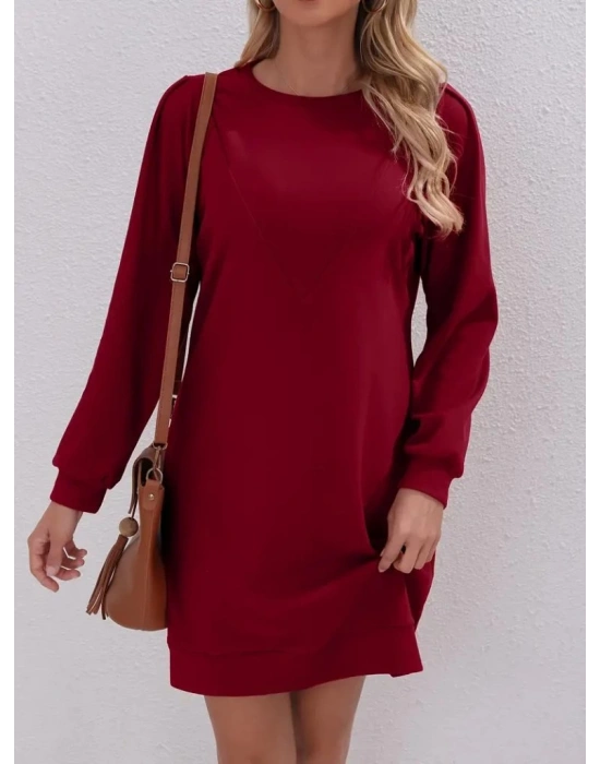Kadın Uzun Kollu Bisiklet Yaka Iki Iplik Elbise