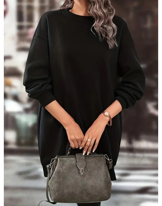 Kadın Uzun Kollu Bisiklet Yaka Iki Iplik Elbise