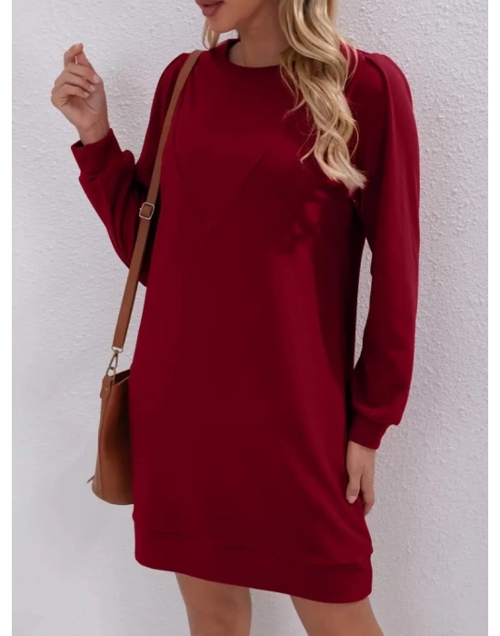 Kadın Uzun Kollu Bisiklet Yaka Iki Iplik Elbise