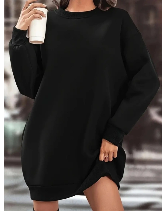 Kadın Uzun Kollu Bisiklet Yaka Iki Iplik Elbise