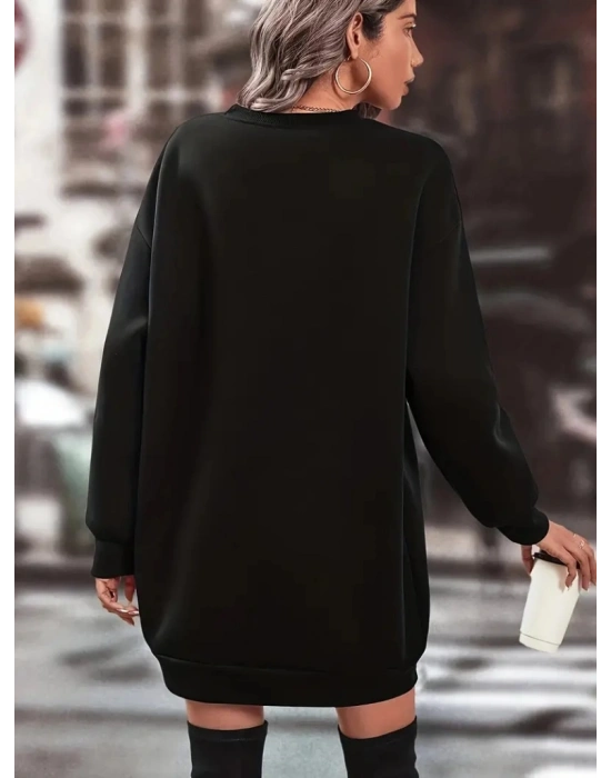 Kadın Uzun Kollu Bisiklet Yaka Iki Iplik Elbise