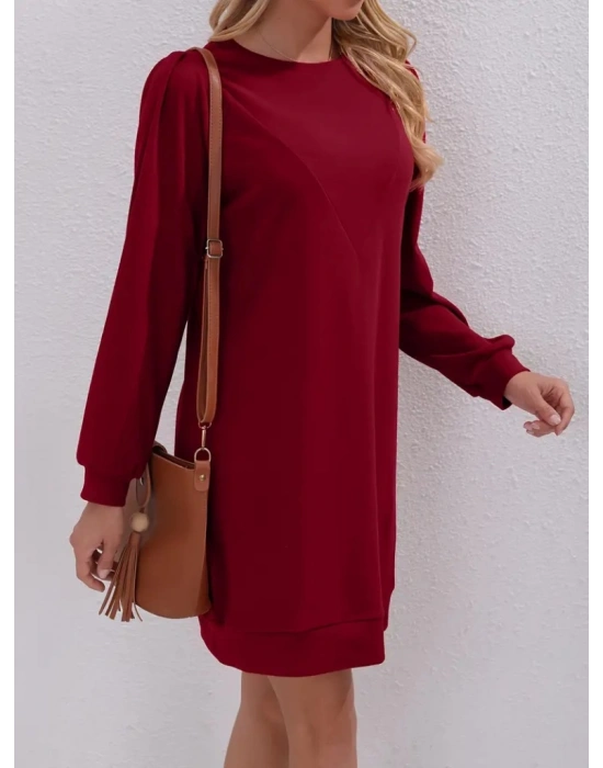 Kadın Uzun Kollu Bisiklet Yaka Iki Iplik Elbise