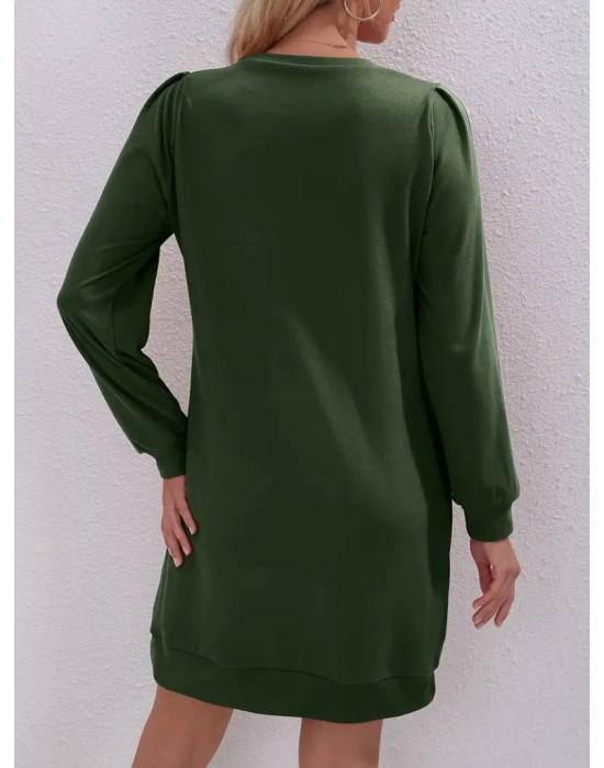 Kadın Uzun Kollu Bisiklet Yaka Iki Iplik Elbise