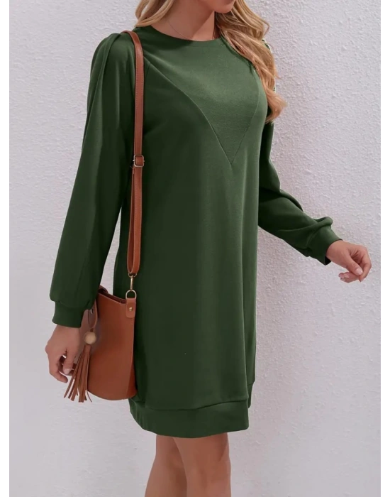 Kadın Uzun Kollu Bisiklet Yaka Iki Iplik Elbise
