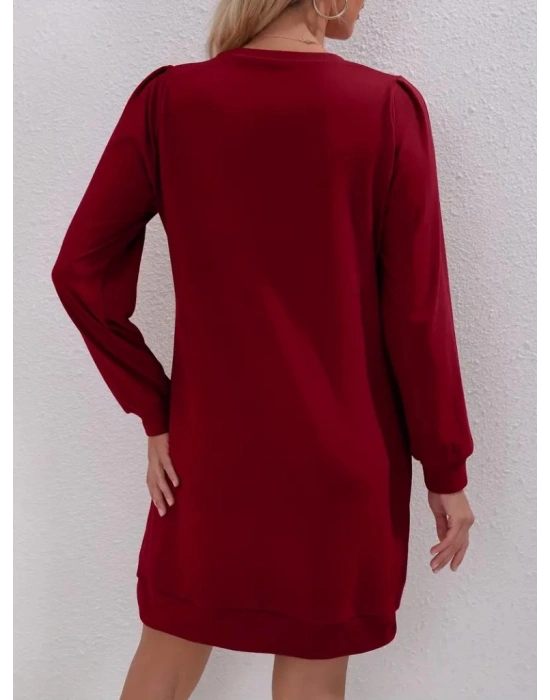 Kadın Uzun Kollu Bisiklet Yaka Iki Iplik Elbise