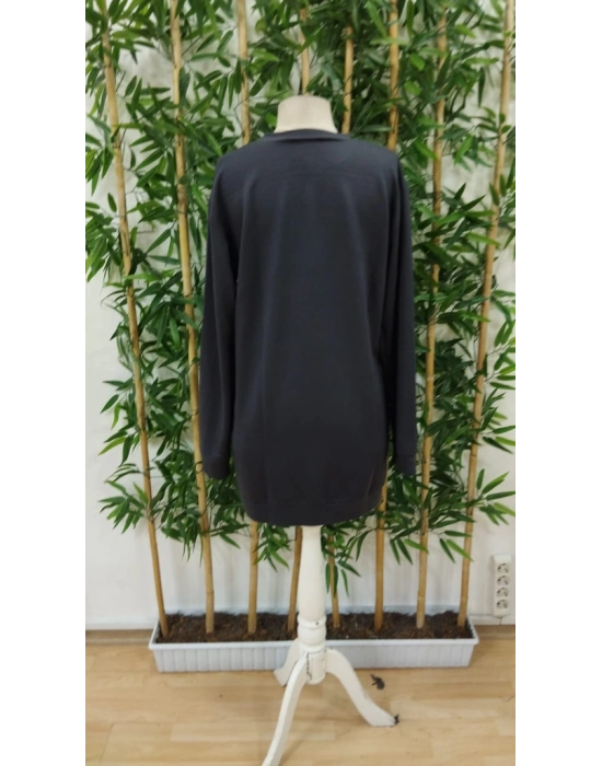 Kadın Uzun Kollu Bisiklet Yaka Kalp Desenli Kısa Viskon Elbise